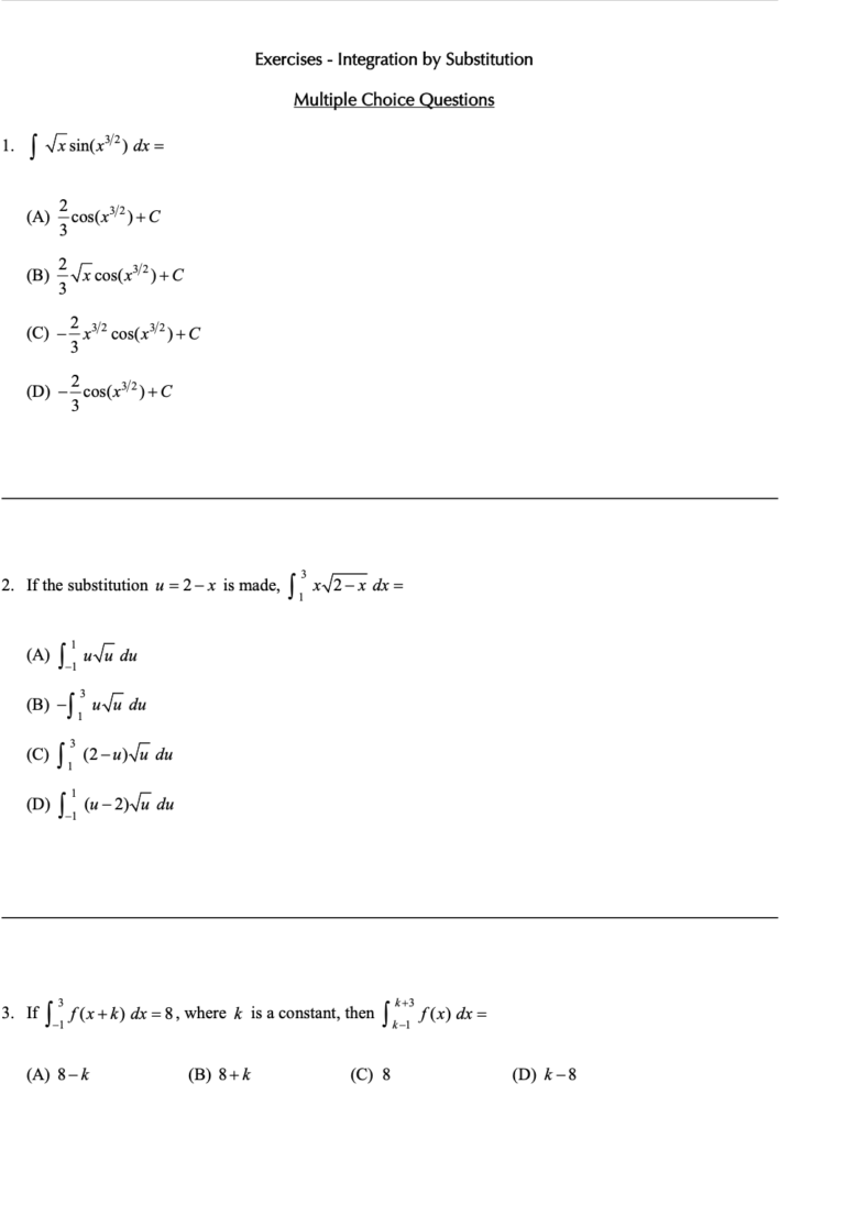 Integration by Substitution in Integration